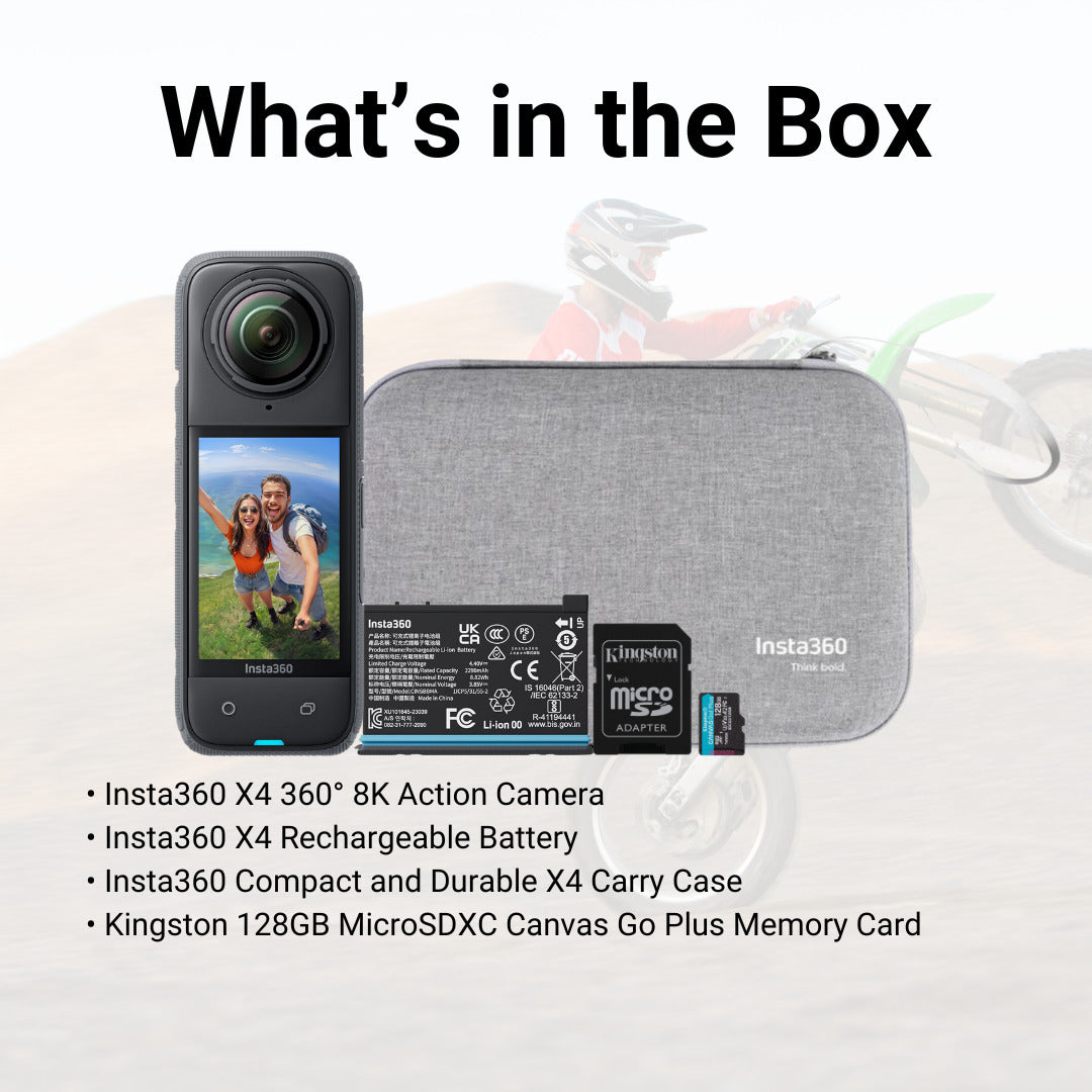 Insta360 X4 360 Degree 8K Camera with 128GB MicroSDXC Canvas Go Plus Memory Card Bundle