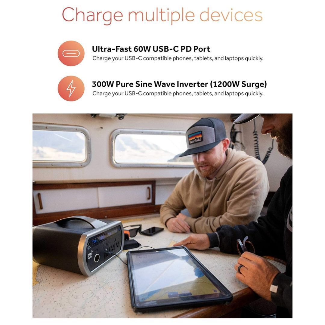 nrgGo 400 Portable 500Wh Power Station with 300W Continuous Output (Black)