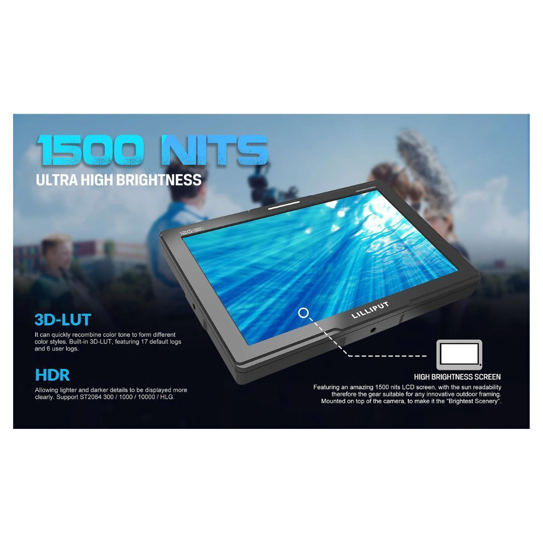 Lilliput Q10 10.1-Inch 1500Nits Ultra Bright LCD On-Camera Monitor with HDMI 2.0 and 12G-SDI (Black)