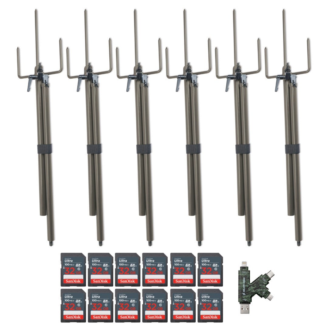 Stealth Cam Trail Camera Mount Stick (6-Pack) with 32GB Ultra Memory Card (12-Pack) Bundle