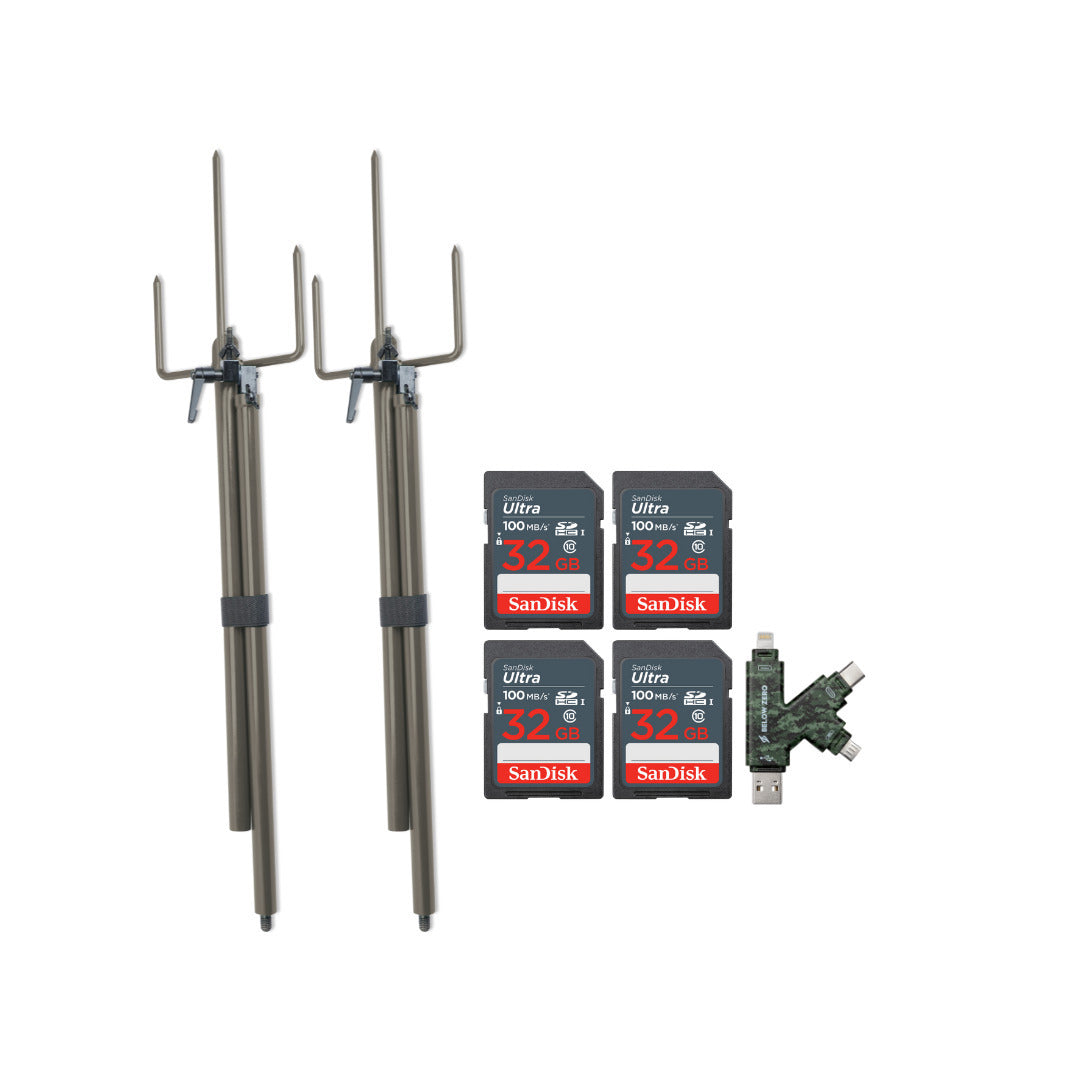Stealth Cam Trail Camera Mount Stick (2-Pack) with 32GB Ultra SDHC UHS-I Memory Card (4-Pack) Bundle