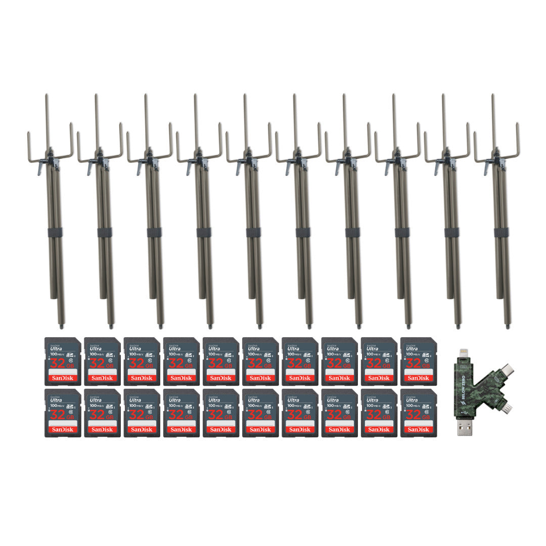 Stealth Cam Trail Camera Mount Stick (10-Pack) with 32GB Ultra SDHC Memory Card (20-Pack) Bundle
