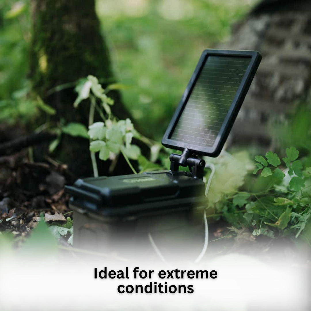 HME Trail Camera 12V with Solar Auxiliary Power (4-Pack) with Camera Mount Stick (4-Pack) Bundle