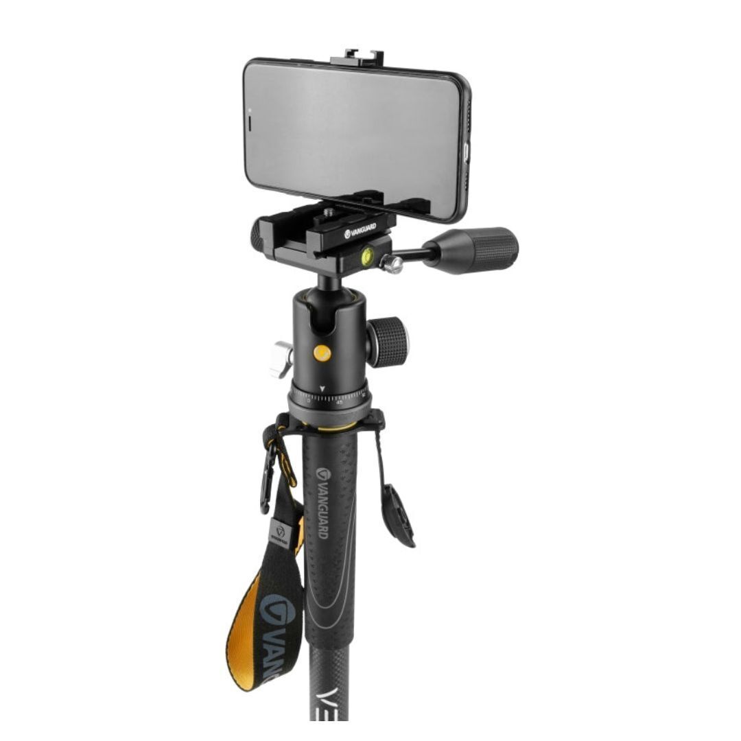 Vanguard Tri-Stand Feet Carbon Fiber Monopod and Ball Head with Smartphone Holder (Black and Gray)