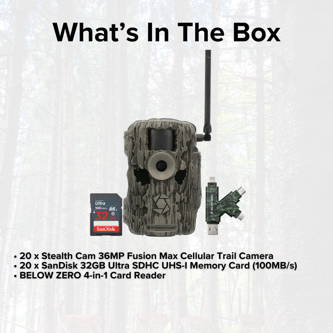 Stealth Cam 36MP Fusion Max Cellular Trail Camera with 80-Feet Detection Range (2-Pack) x 10 Bundle