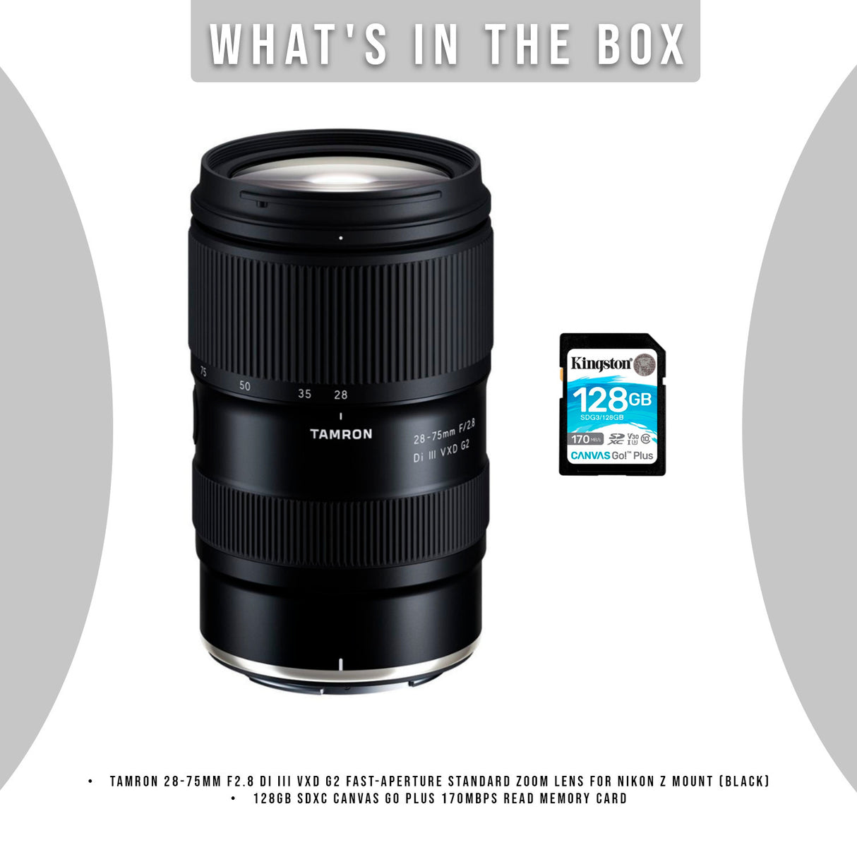 Tamron 28-75mm F2.8 Di III VXD G2 for Nikon Z Mount (Model A063Z) with 128GB Memory Card Bundle