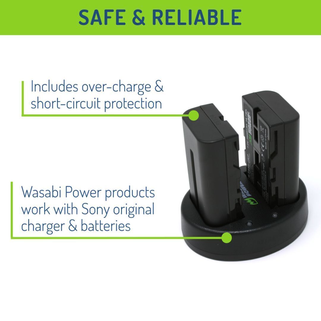 Wasabi Power 2600mAh Battery (2-Pack) and Dual USB Charger Kit for High-Capacity Charging (Black)