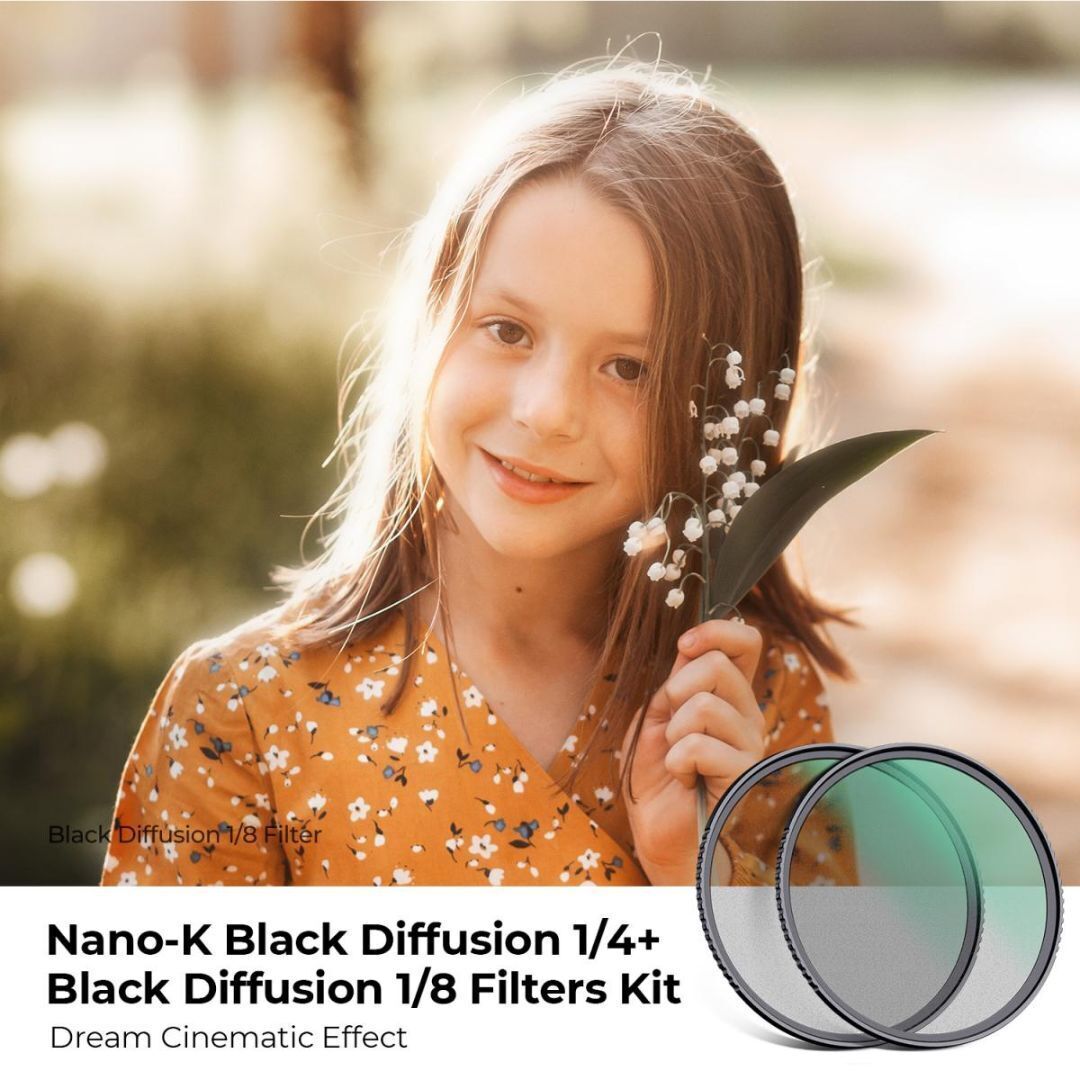 K&F Concept Nano-K Series 55mm Black Mist 0.25 Filter with 0.125 Filter with Non-Slip Frame