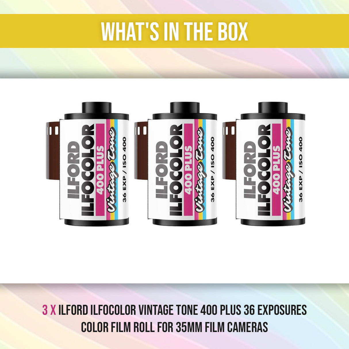 Ilford Ilfocolor Vintage Tone 400 Plus 36 Exposures Color Negative Film Roll (3-Pack) Bundle