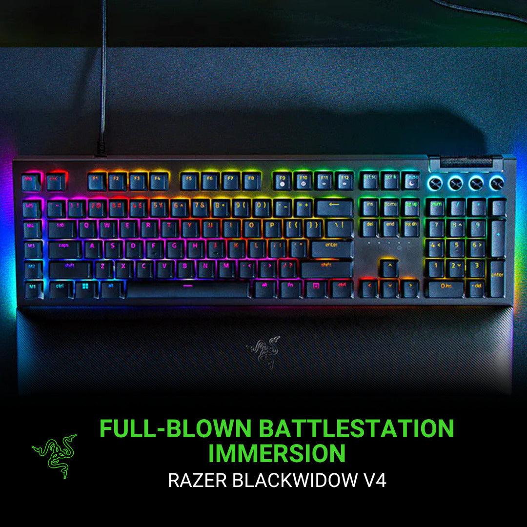 Razer RZ03-04690200 BlackWidow V4 Green Switch Gaming Keyboard (Black, Refurbished) Bundle
