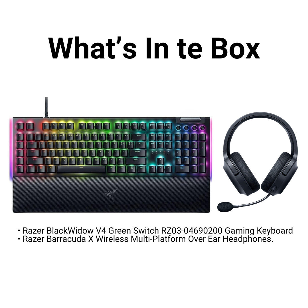 Razer RZ03-04690200 BlackWidow V4 Green Switch Gaming Keyboard (Black, Refurbished) Bundle