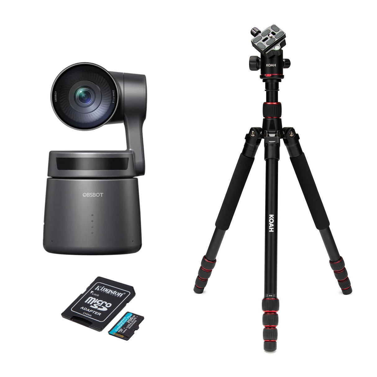 OBSBOT Tail Air AI-Powered 4K PTZ Streaming Camera with UHD Resolutions (Black) Bundle