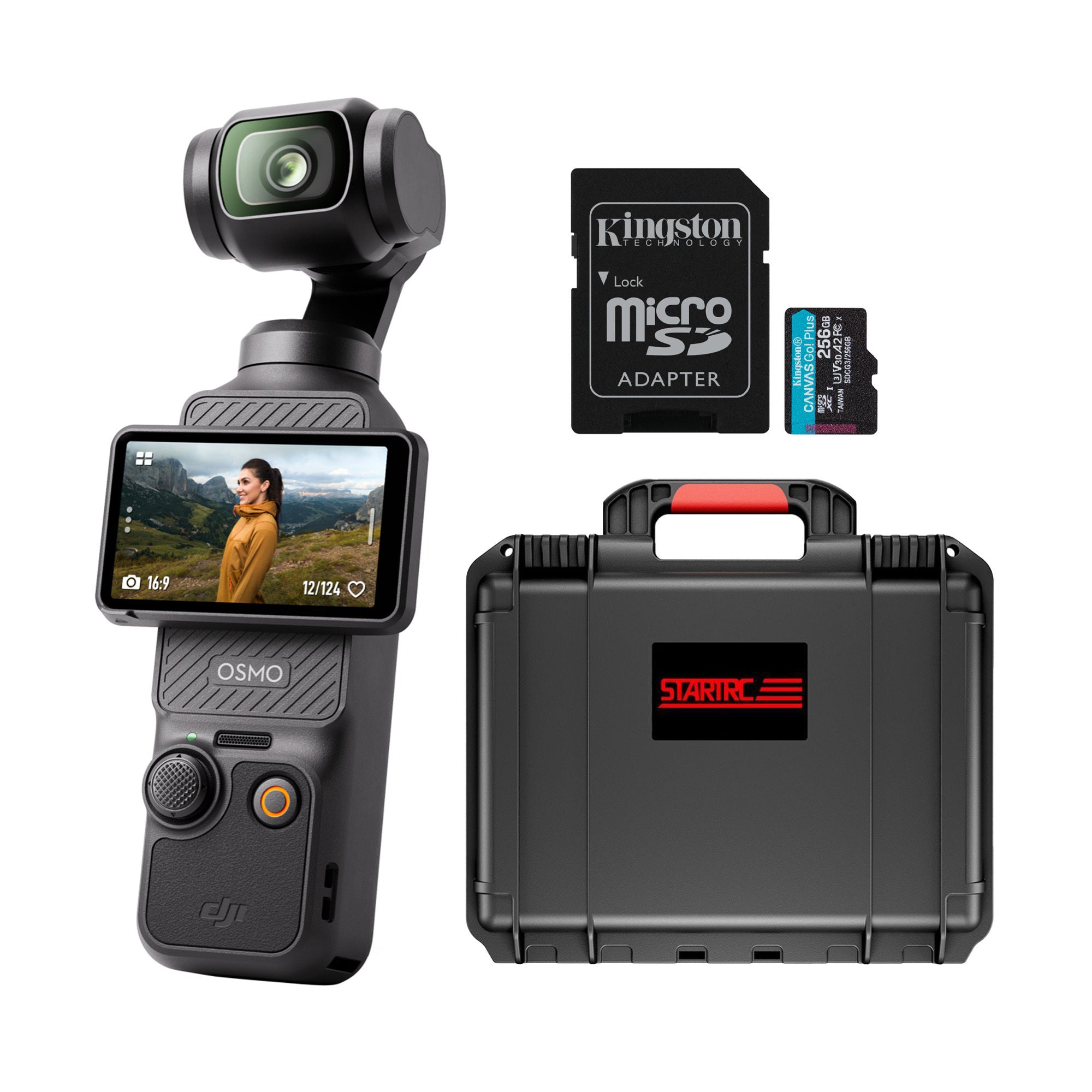 DJI Osmo Pocket 3 with 256GB MicroSD Card and Waterproof Hard