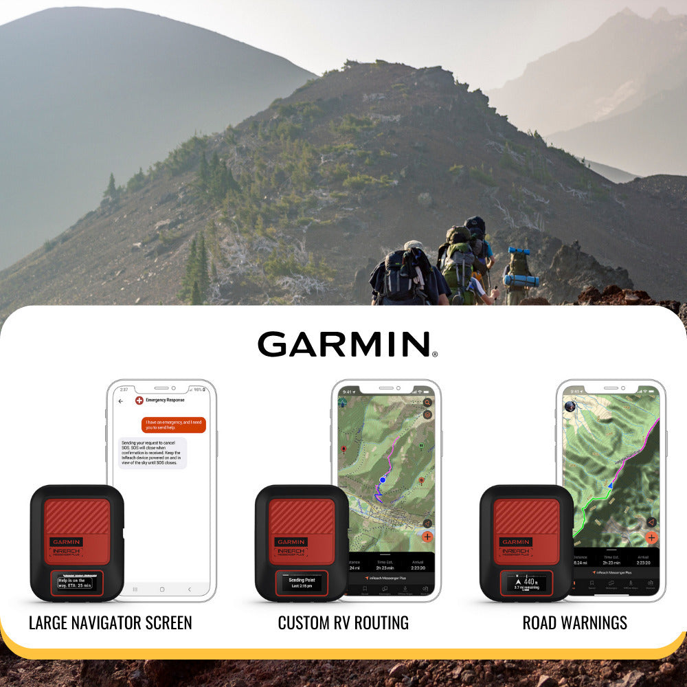 Garmin inReach Messenger Plus SOS Satellite Communicator with Tracback Routing (Black-Red) Bundle