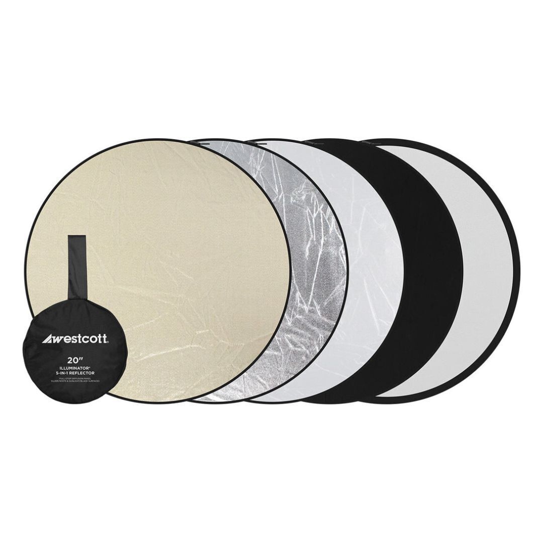 Westcott Illuminator 20-Inch Collapsible 5-In-1 Reflector with Durable Steel Frame for Light Control