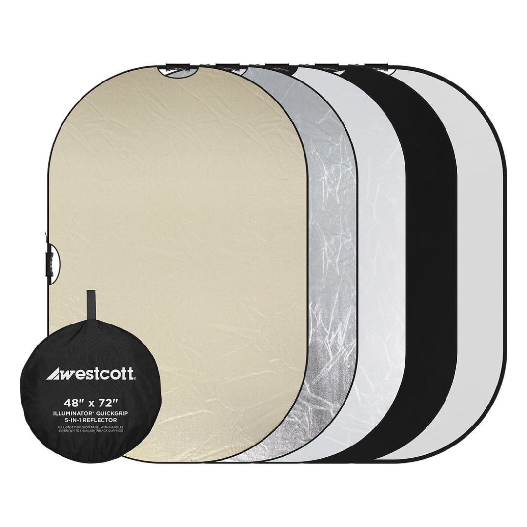 Westcott Illuminator 48x72-Inch 5-In-1 Reflector with QuickGrip Handles for Versatile Light Control