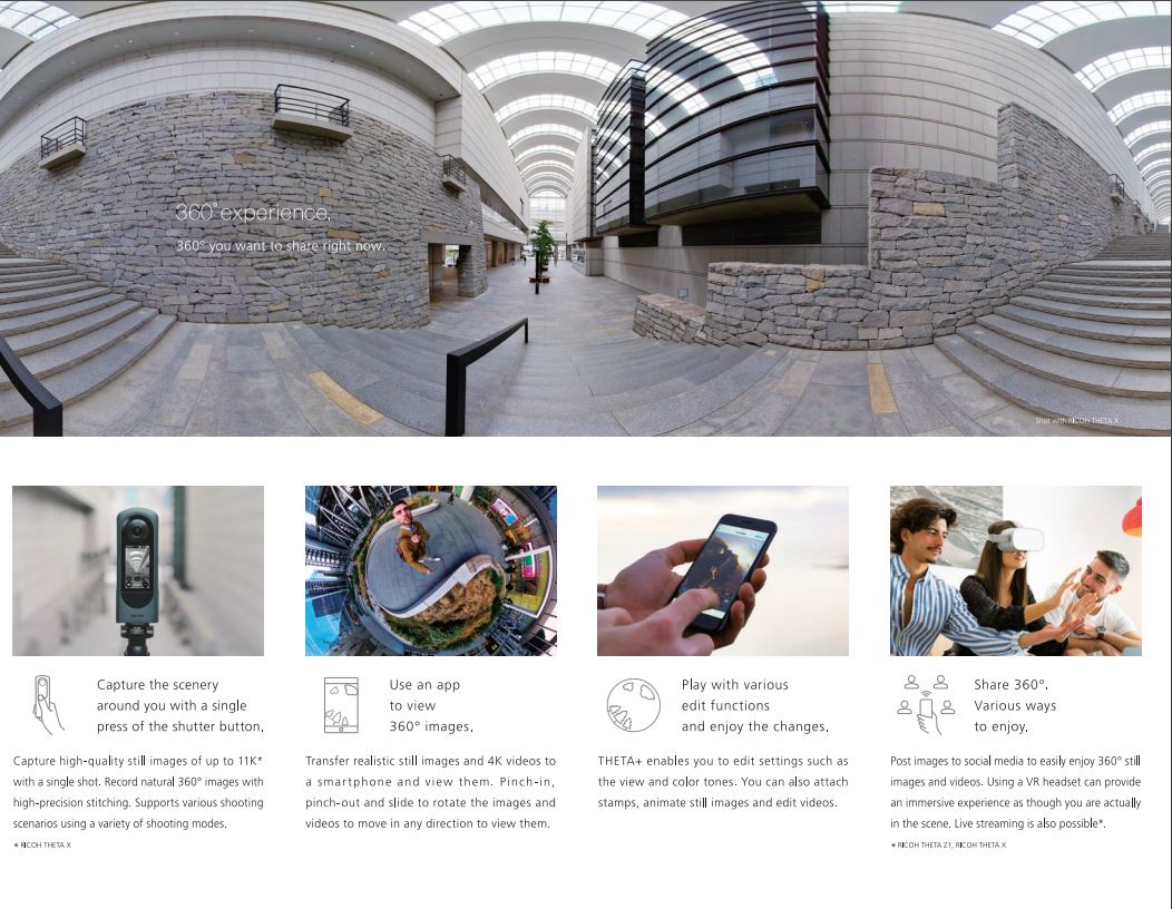 Ricoh Theta SC2 Business Edition Indoor and Outdoor 4K Camera with OLED Display (Gray, Refurbished)