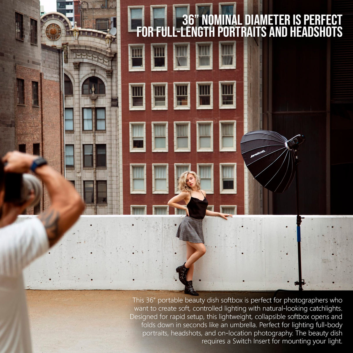 Westcott 36-Inch Beauty Dish Switch (White Interior) with Bowens Switch Insert Bundle