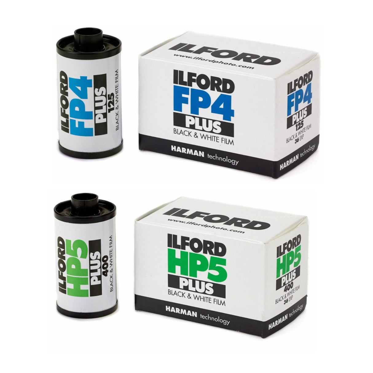 Ilford HP5 Plus ISO 400 Black and White 35mm Roll Film (36 Exposures) with FP4 Roll Film Bundle