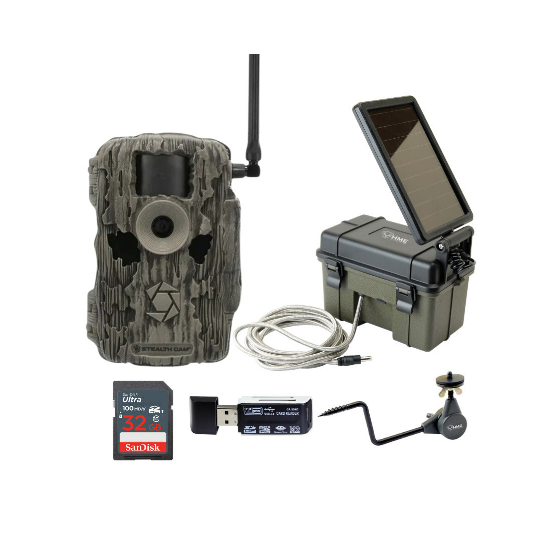 Stealth Cam 36MP Fusion Max Cellular Trail Camera with Solar Power Pack and Camera Holder Bundle