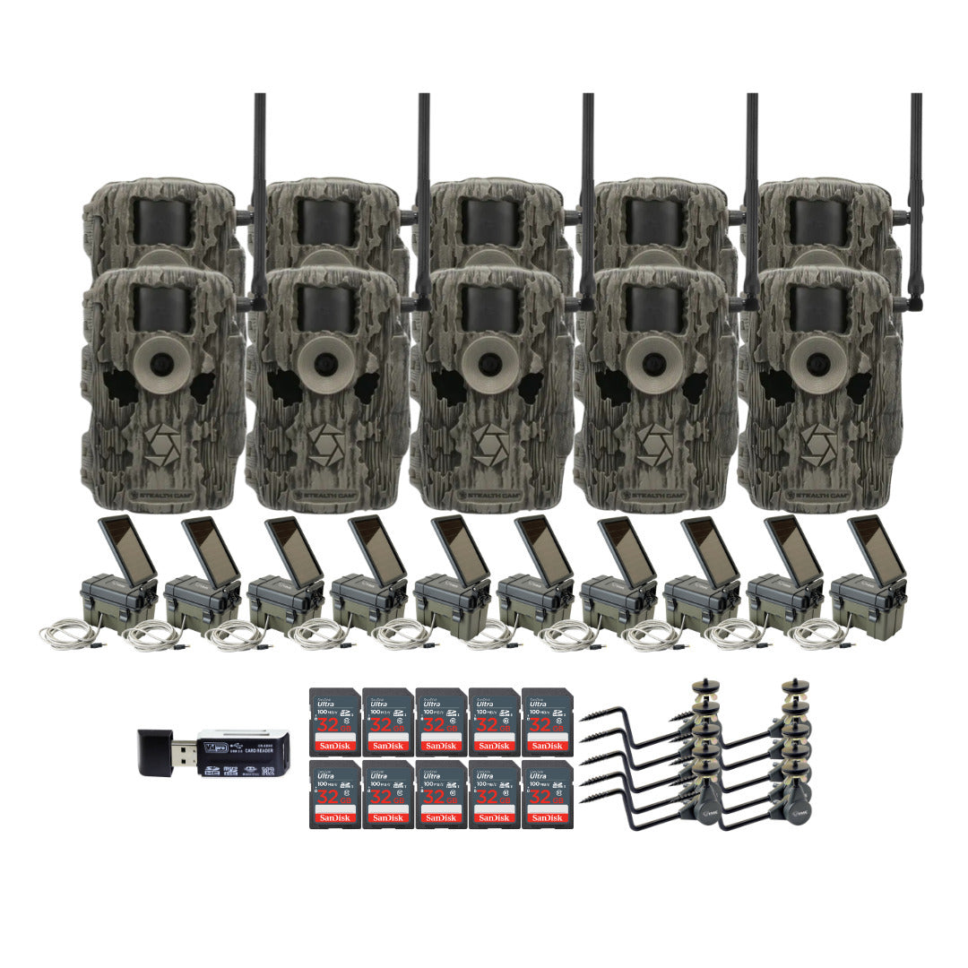 Stealth Cam 36MP Fusion Max Cellular Trail Camera (10-Pack) with Solar Power Pack (10-Pack) Bundle