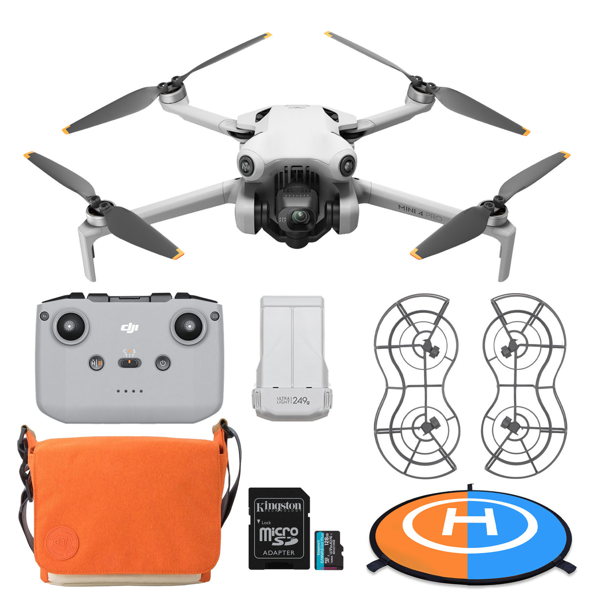 DJI Mini 4 Pro Drone with RC-N2 Controller with Mini 4 Pro 360° Propeller Guard, 128GB MicroSD card