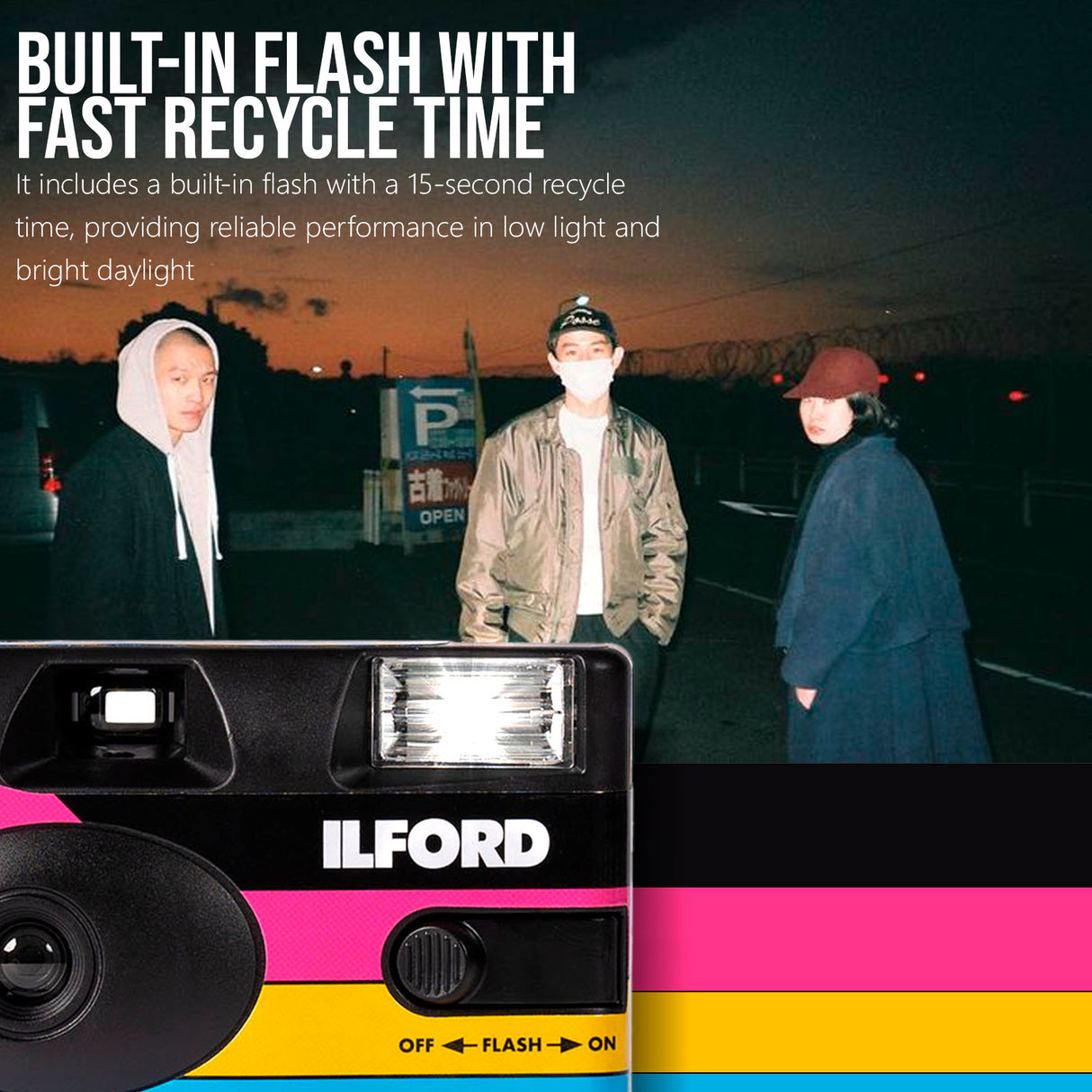 Ilford Ilfocolor Rapid Retro Single Use Camera with 31mm Optical Lens (Black, 10-Pack) Bundle