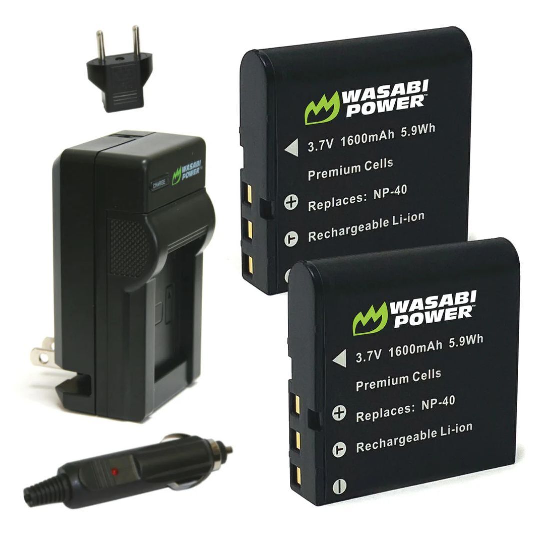 Wasabi Power Battery (2-Pack) and Charger for Kodak LB-060 with Overcharge Protection (Black)