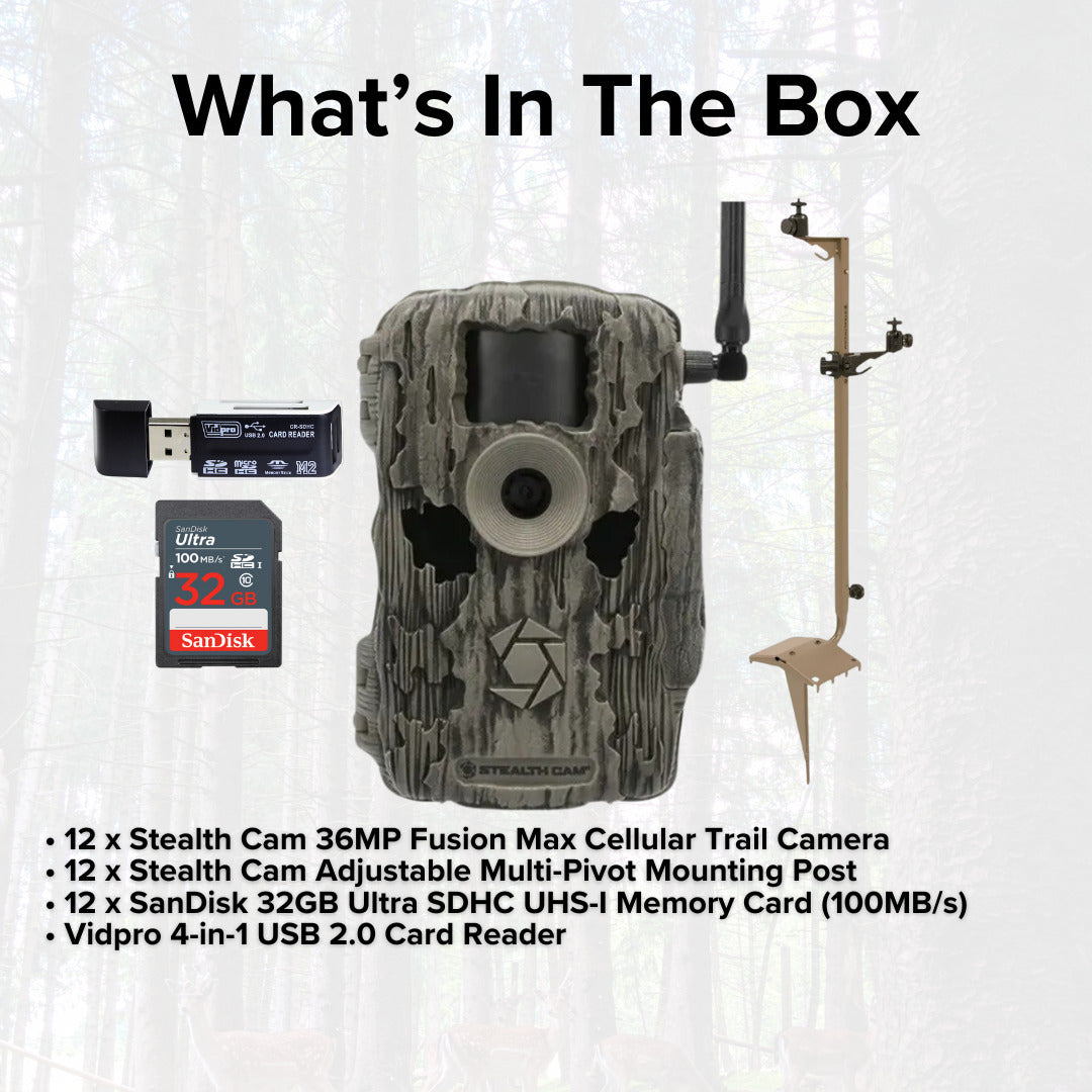 Stealth Cam 36MP Fusion Max Cellular Trail Camera with 80-Feet Detection Range (2-Pack) x 6 Bundle