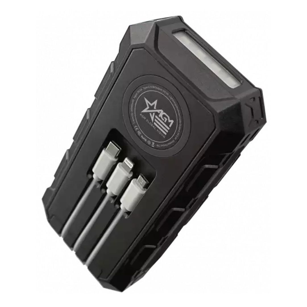 AGM Wireless Charging Solar Powerbank with 30000 mAh Battery with Shockproof Body (Black)