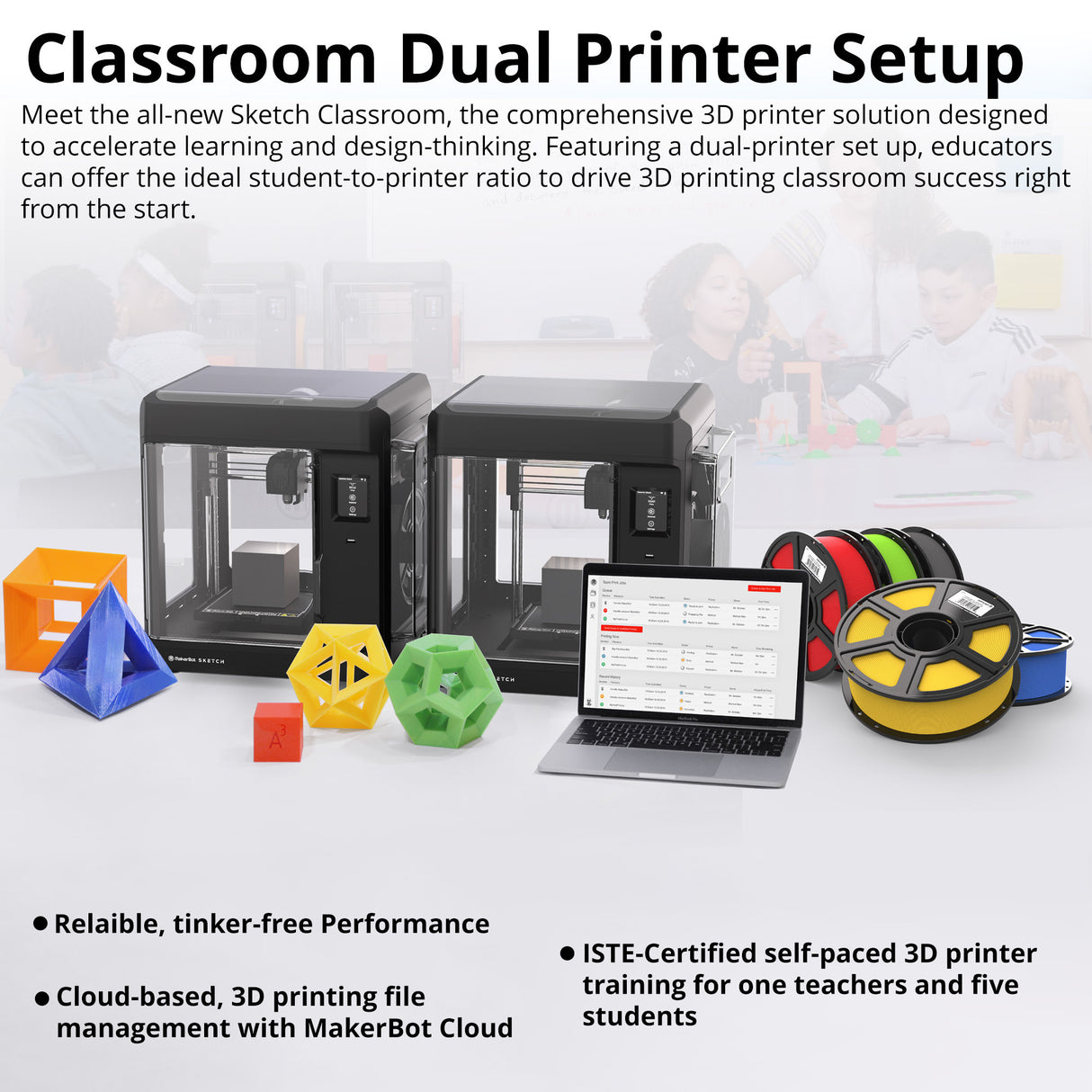 MakerBot Sketch Classroom Printer Setup with Lesson Plans and Software Bundle (Black, 2-Pack)