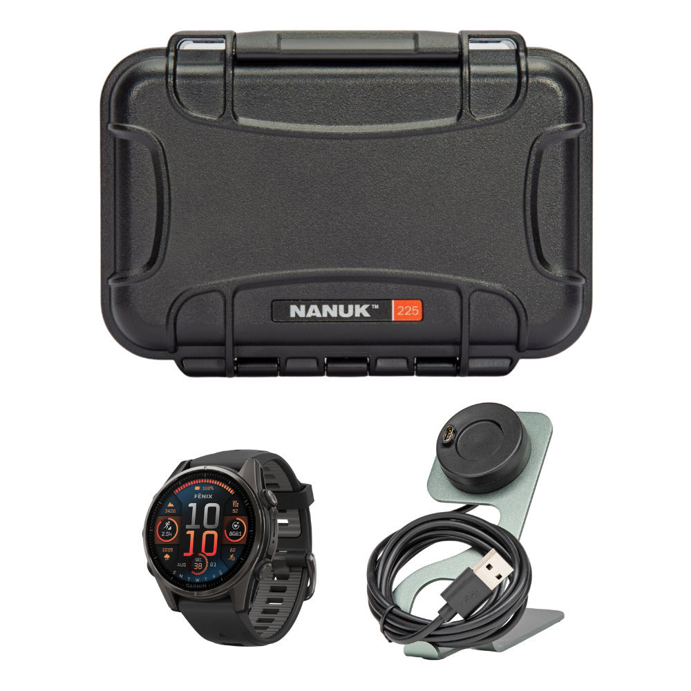 Garmin fenix 8 43mm GPS Smartwatch (Carbon Gray DLC Titanium and Black-Pebble Gray) Bundle