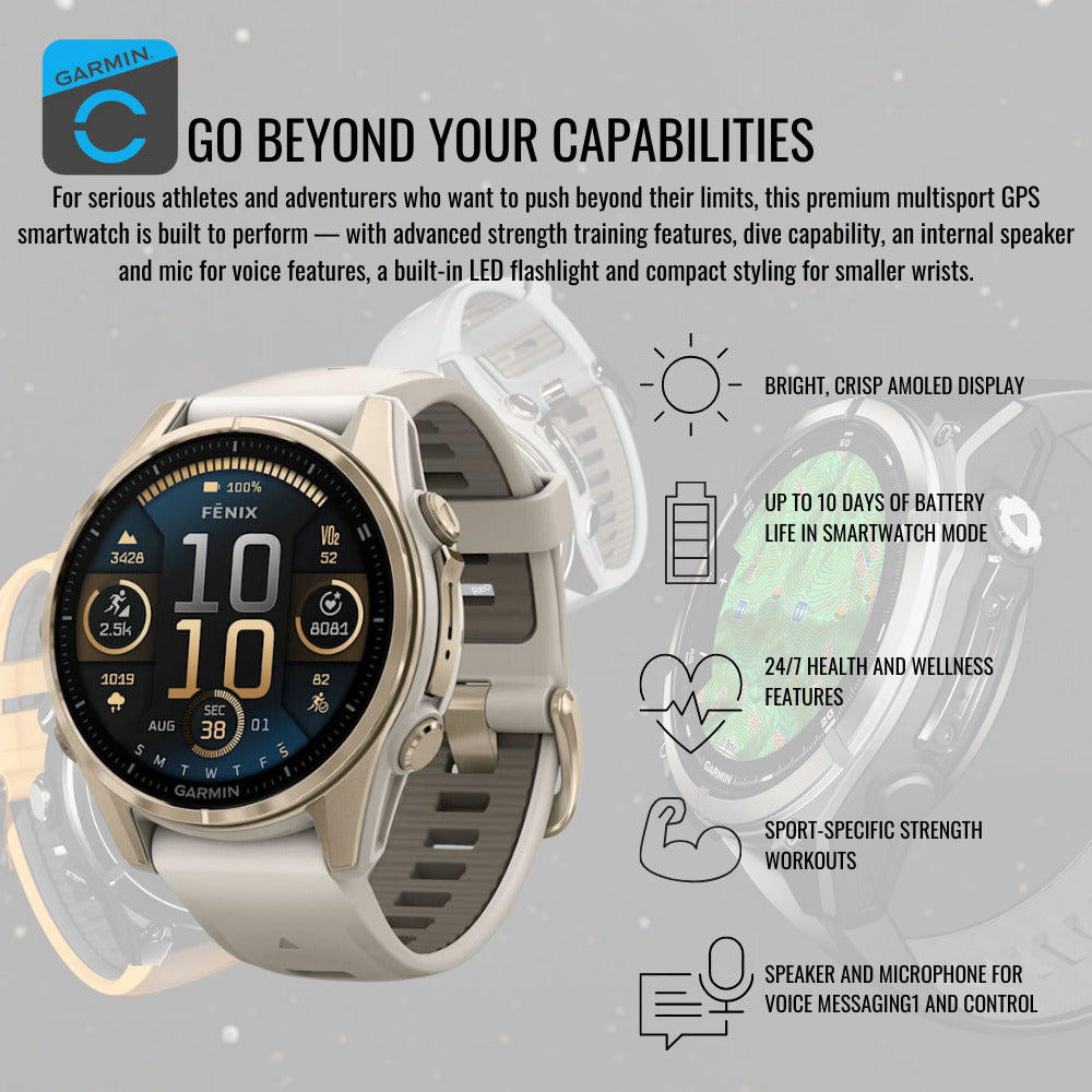 Garmin fenix 8 43mm GPS Smartwatch (Fog Gray and Sandstone) with Waterproof Hard Case Bundle