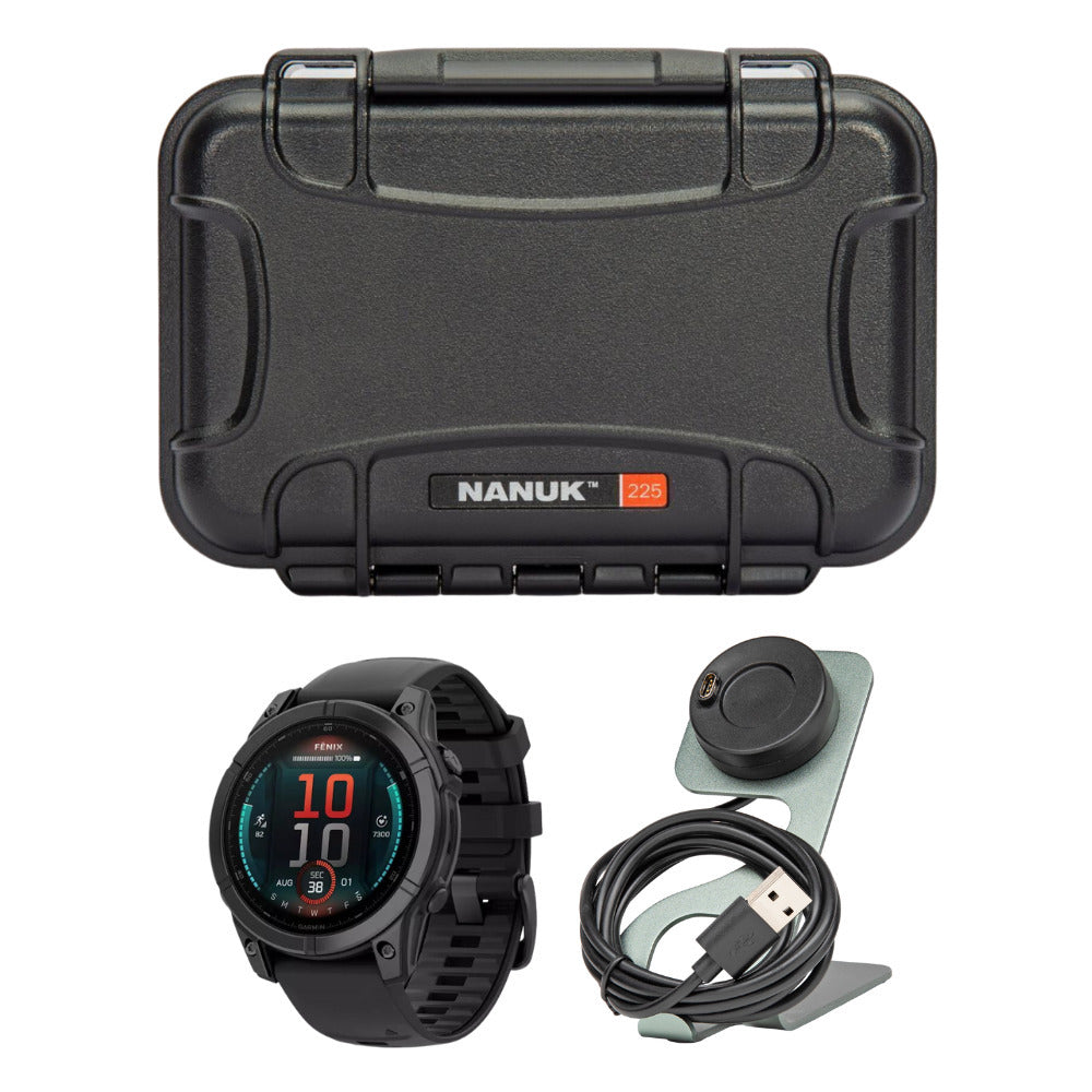 Garmin fenix E 47mm GPS Smartwatch with 1.3-Inch AMOLED Display (Slate Gray Steel and Black) Bundle
