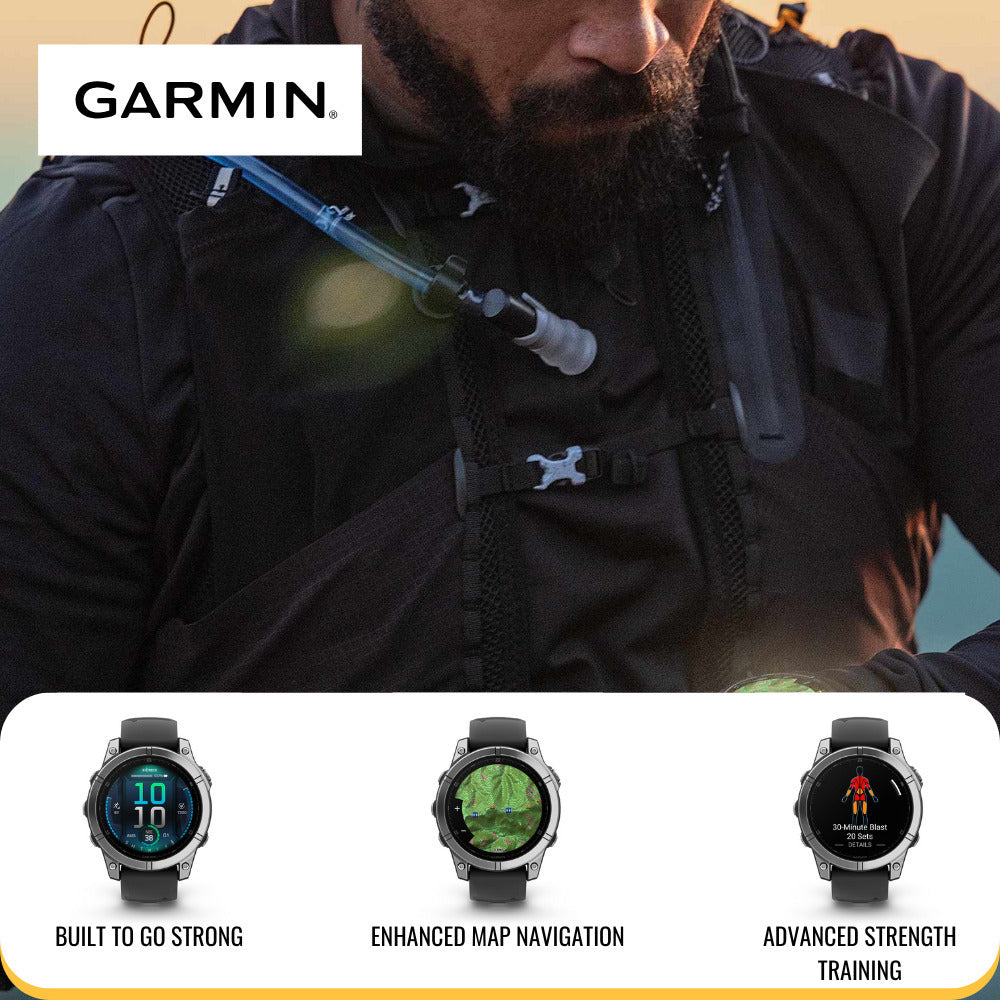 Garmin fenix E 47mm GPS Smartwatch with 1.3-Inch AMOLED Display (Slate Gray Steel and Black) Bundle