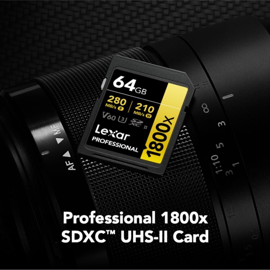 Lexar Professional 1800x SDXC UHS-II Gold Series Memory Card with 4K Video Transfer (64GB)