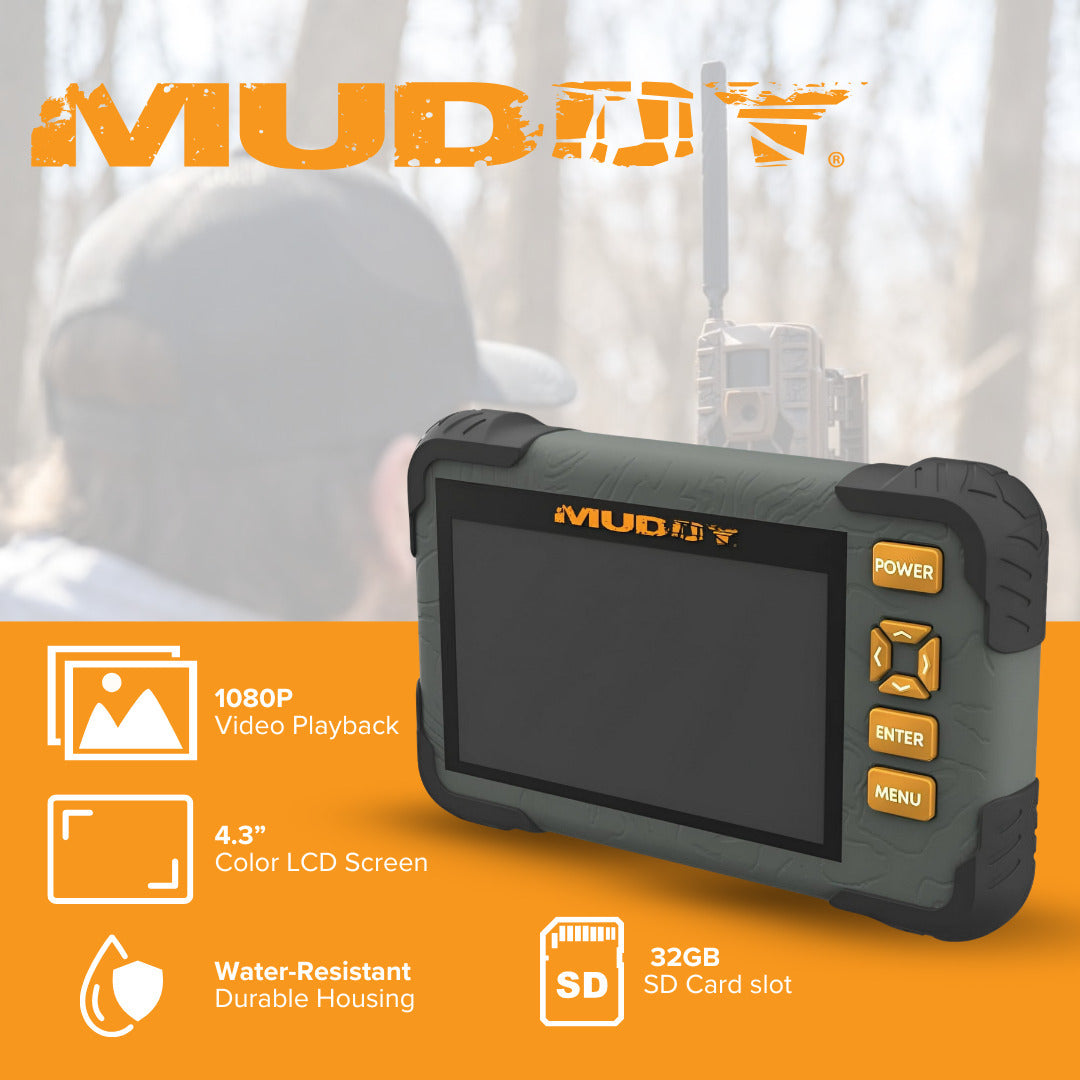 Muddy SD Card Reader or Viewer with 4.3 Inch LCD Screen with 32GB UHS-I Memory Card (8-Pack) Bundle