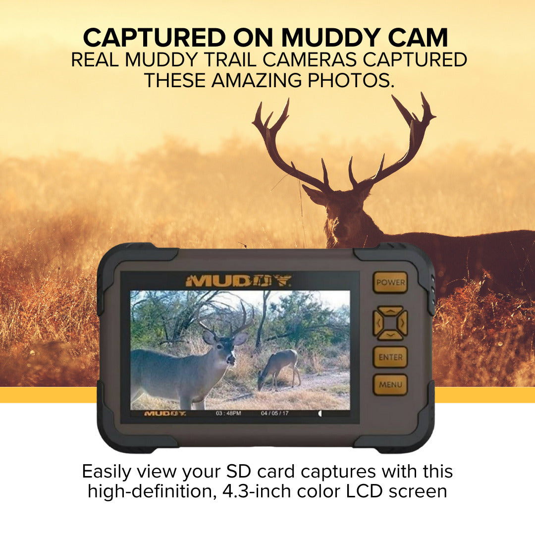 Muddy SD Card Reader or Viewer with 4.3 Inch LCD Screen with 32GB UHS-I Memory Card (2-Pack) Bundle