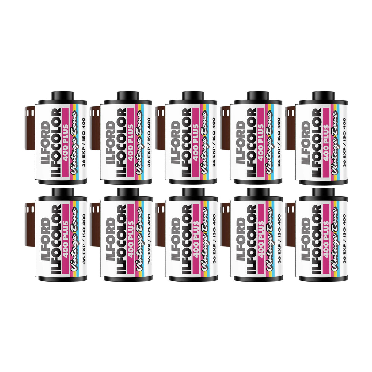 Ilford ILFOCOLOR 400 Plus 35mm Vintage Tone Color Film ISO 400 Bundle (10-Pack)