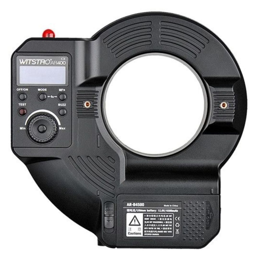 Godox Wistro AR400 Ring Flash with Li-Ion Battery Unibody Design and Shadow-Free Lighting (Black)