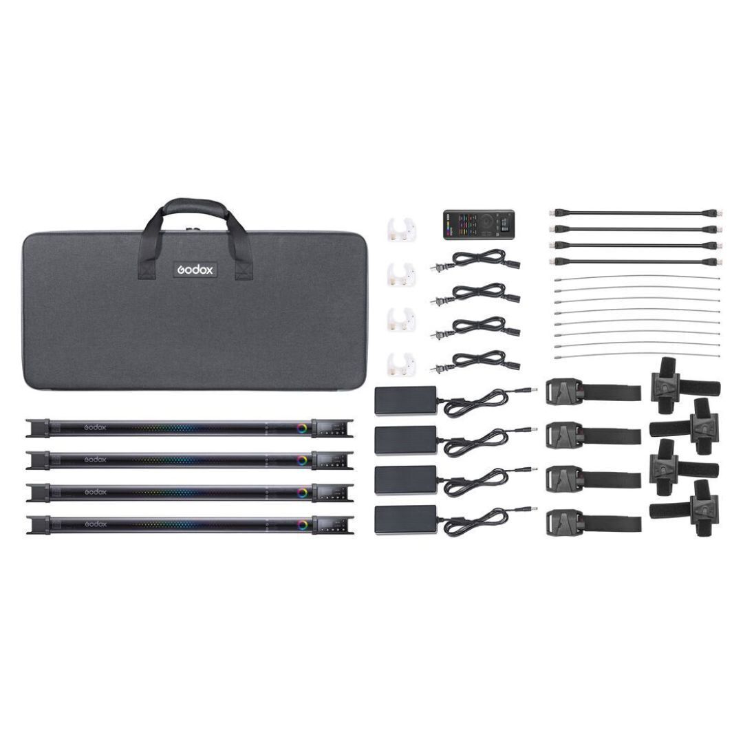 Godox TL60 Tube Light 4-Light Kit with RGB, HSI, and CCT Effects, and 36000 Colors for Filmmaking