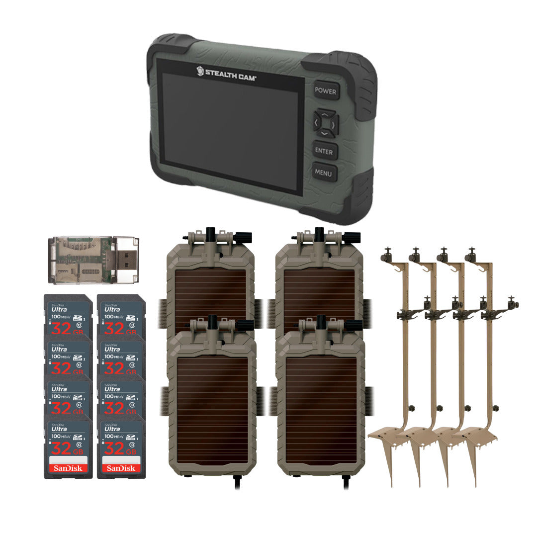 Stealth Cam Adjustable Multi-Pivot Mounting Post for Trail Camera and Battery (4-Pack) Bundle