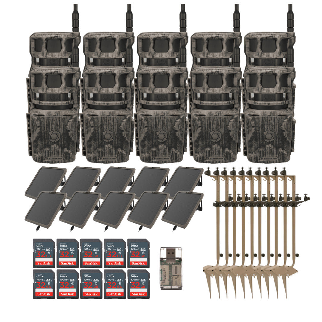 Stealth Cam Revolver 36MP Cellular Trail Camera (10-Pack) with Mounting Post (10-Pack) Bundle