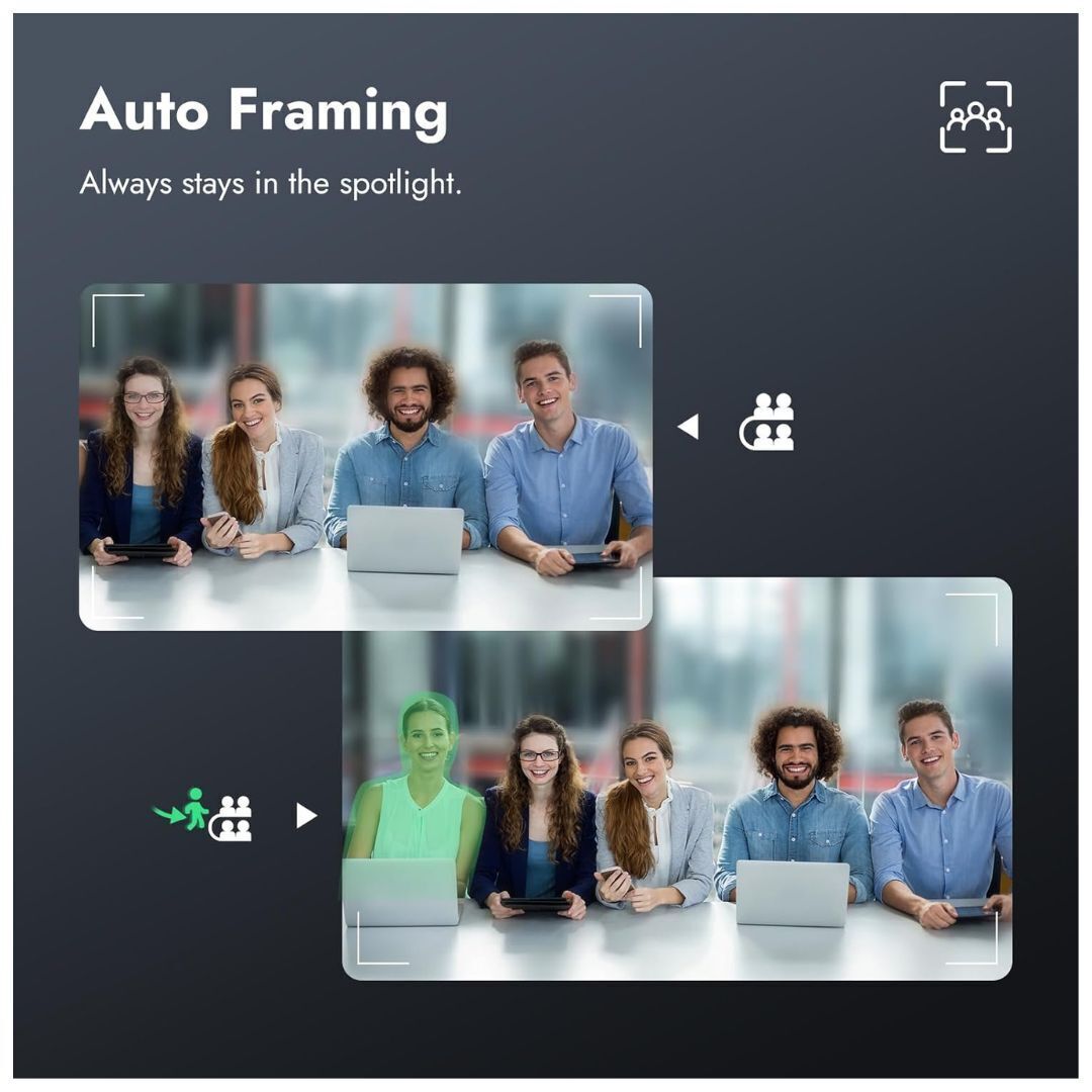 Rocware RC821U Video Conferencing Camera with 4K Ultra HD Resolution and AI Auto-Framing Technology