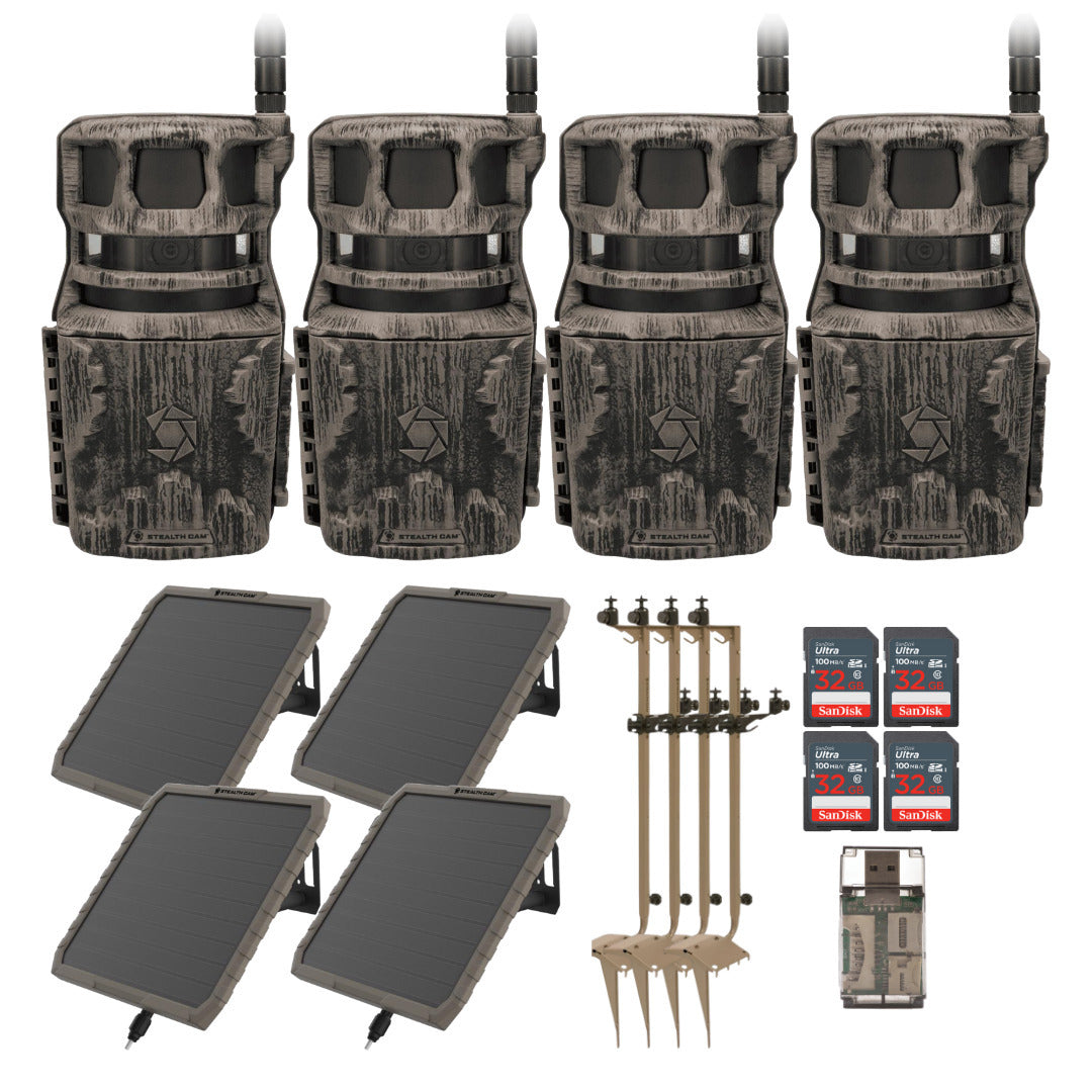 Stealth Cam Revolver 40MP Pro 360 Degree Cellular Trail Camera (4-Pack) with Mounting Post Bundle