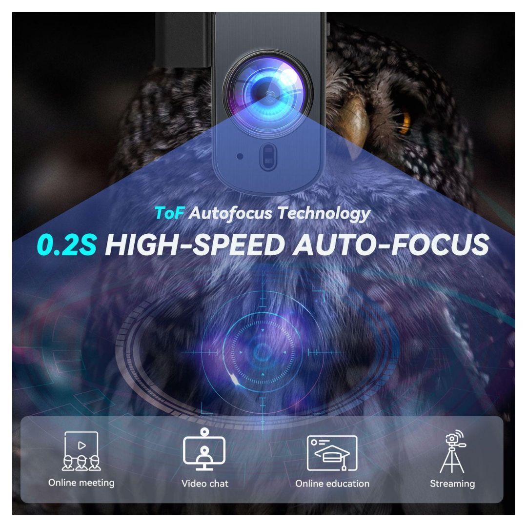 ROCWARE RC08 1080P HD All-In-One USB Webcam with Built-In Speaker and Mic for Video Conferencing