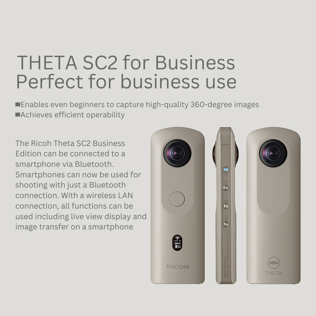Ricoh Theta SC2 Business Edition Indoor and Outdoor 4K Camera (Gray, Refurbished) Bundle