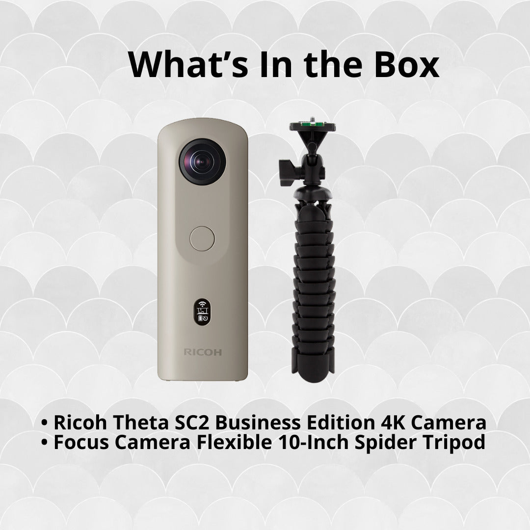 Ricoh Theta SC2 Business Edition Indoor and Outdoor 4K Camera (Gray, Refurbished) Bundle