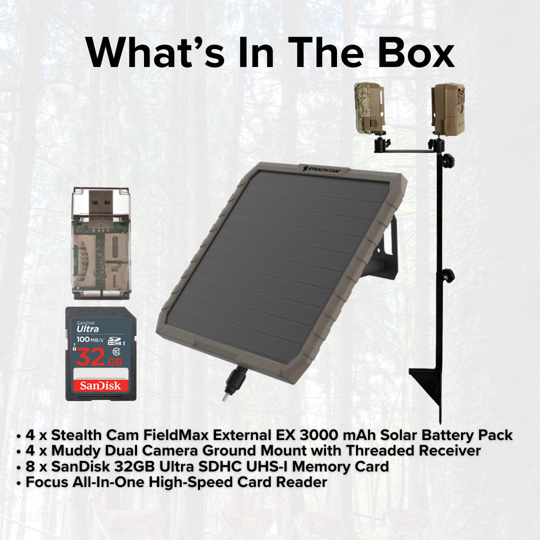 Stealth Cam FieldMax External EX 3000 mAh Solar Battery Pack with Solar Panel (4-Pack) Bundle