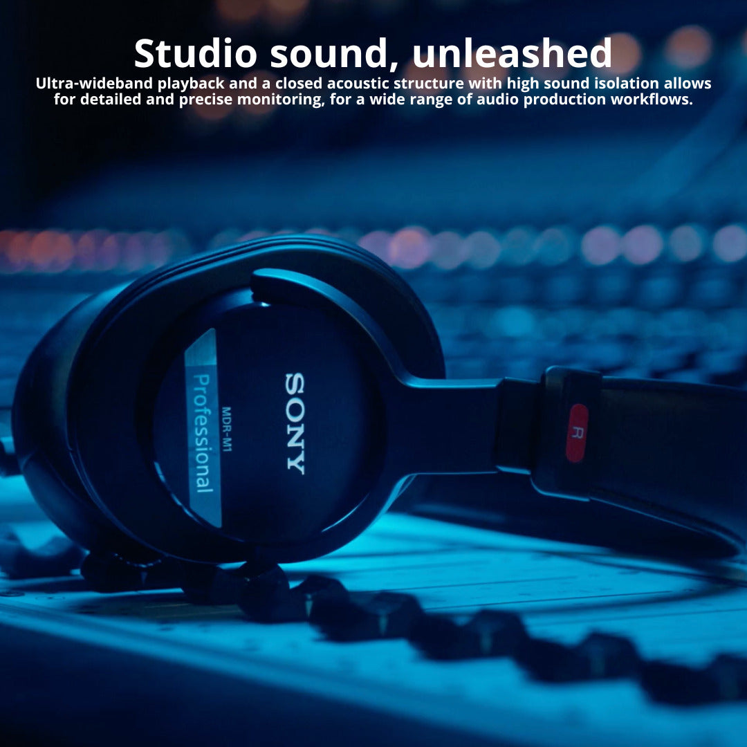 Sony MDR-M1 Professional Reference Monitor Headphones (Black) with Headphone Case Bundle